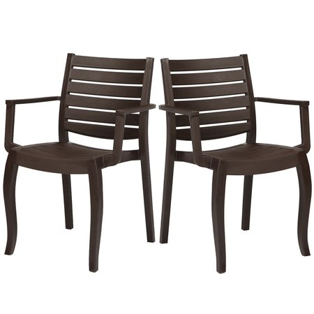 RAINBOW OUTDOOR Zeus Set of 2 Stackable Armchair-Brown RBO-ZEUSWD-BRW-AC-SET2